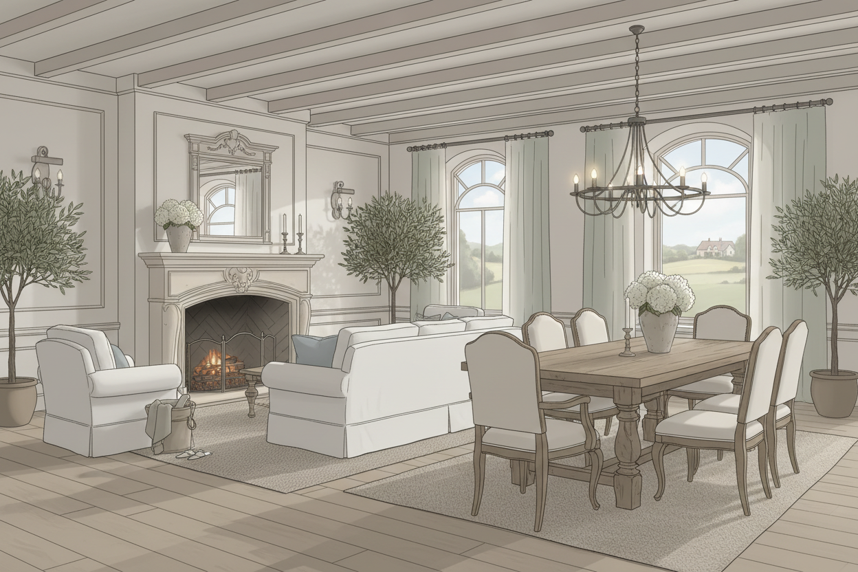 Landelijk klassiek interieur: tijdloze charme en elegantie